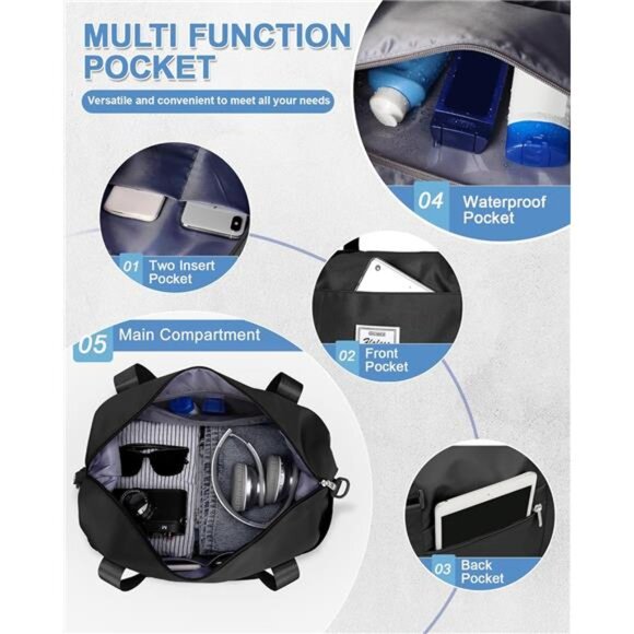 Travel Duffel Bag Women Sports Gym Tote Shoulder Weekender Overnight Large Bag - Picture 5 of 7